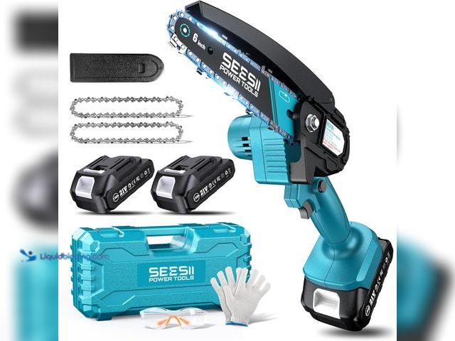 Lot 49-5476903 - Seesii Mini Chainsaw, 6-inch Mini Chainsaw Cordless, Handheld Electric Power Chain Saw with 2 Batter...