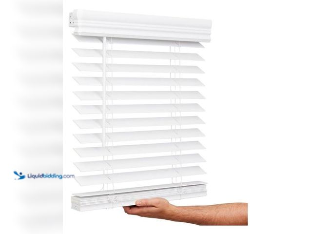 Lot 49-3473736 - Lotus & Windoware Cordless, 2 Inch Faux Wood Blind, 34" Wide x 60" Long, Window Blinds, Blinds & Sha...