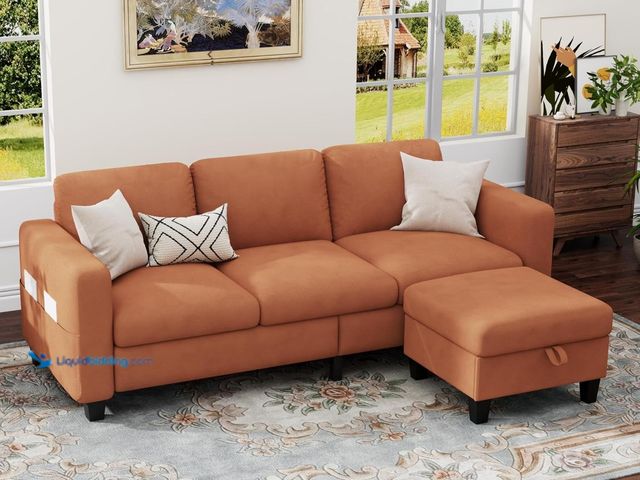 Lot 49-5410672 - Sectional Couches for Living Room 78" Convertible L Shaped Couch 3 Seater Sofas with Storage Ottoman...