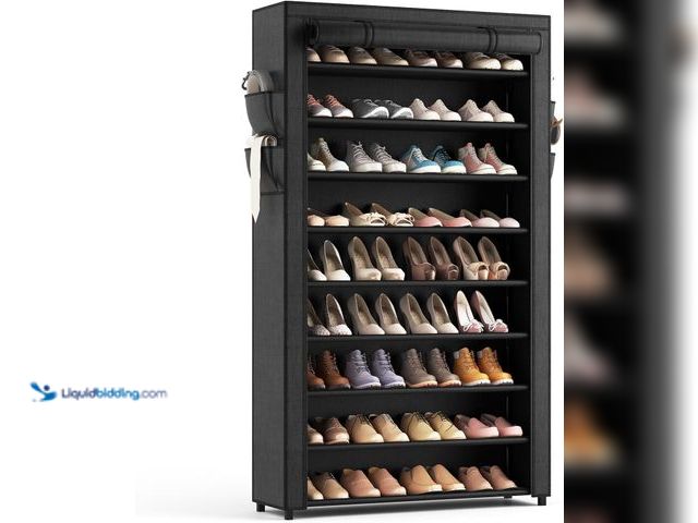 Lot 49-3511776 - Shoe Rack with Covers - 10 Tiers Tall Shoe Rack Organizer Large Capacity Shoe Shelf Storage 40 Pairs...
