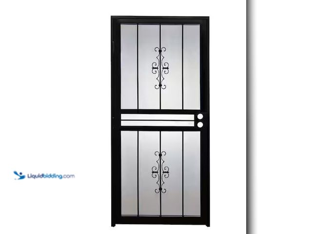 Lot 49-5459892 - Grisham 32 in. x 80 in. Universal/Reversible 501 Series Genesis Steel Powder Coated Black Prehung Se...