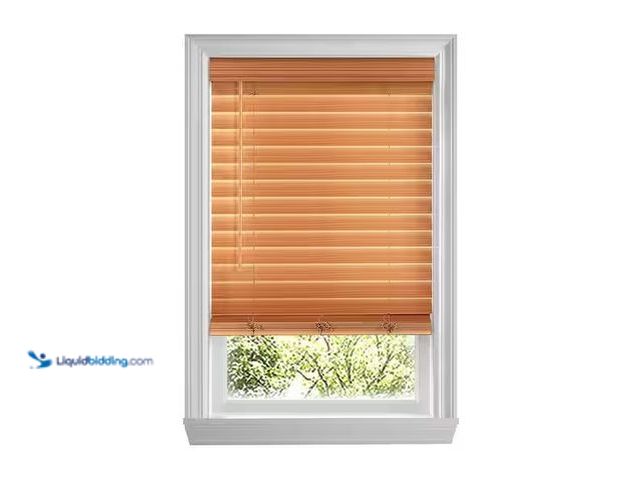 Lot 49-3616602 - Set of (2) 36"W x 54"L Cordless Faux Wood Window Blinds, Oak Grain, Unused, Includes hardware.