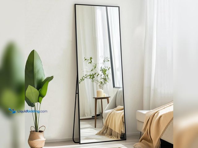Lot 49-5546529 - Sunniry Full Length Mirror 56x16 inch, Full Body Mirror with Aluminum Metal Frame, Standing Mirrors ...