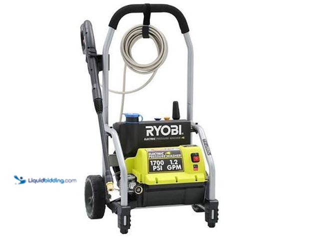 Lot 49-1971783 - 1 Ryobi RY14122 Electric Powered Power Washer Ryobi 1700 PSI Electric Pressure Washer Used In Poor C...