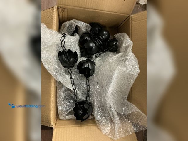 Lot 49-3528540 - Rain Chain for Gutters Outside 8.5ft Downspout Replacement with 12 Cups Heavy-Duty Black Metal Rain ...