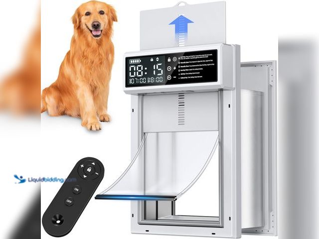 Lot 49-3564547 - Automatic Dog Door with Timer, Smart Electric Pet Door with Anti-Pinch Sensor, Rechargeable 4000mAh ...