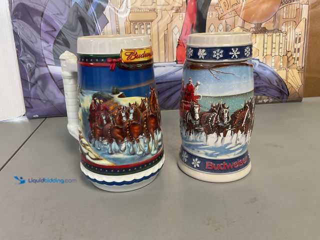 Lot 49-1820863 - COLLECTIBLE LOT OF 2 ANHEUSER/BUSCH BUDWEISER CLYDESDALES BEER STEIN MUGS NO BOXES INCLUDING 1995 LI...