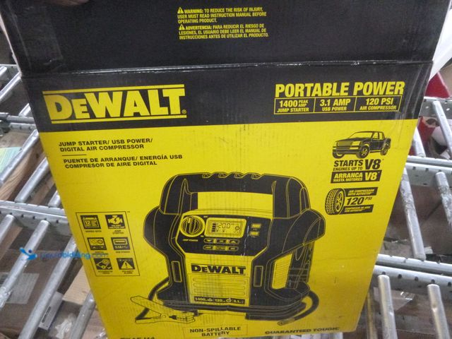 Lot 49-1514879 - DEWALT Digital Portable Power Station Jump Starter - 1400 Peak Amps with 120 PSI Compressor, AC Char...