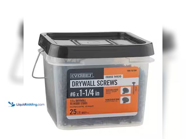 Lot 49-3616585 - (25-Lb) Everbilt #6 x 1-1/4 in. Phillips Bugle Head Coarse Thread Phosphate Drywall Screw - Unused M...