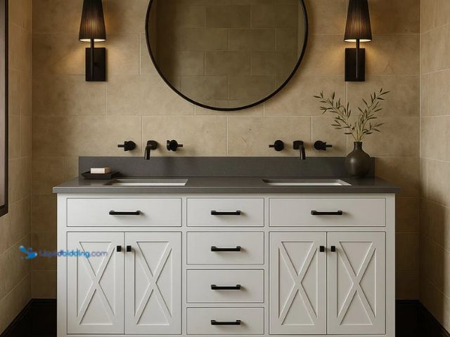 Lot 49-1569084 - Home Decorators Collection Ainsley 60-Inch Double Sink Bathroom Vanity in White ,Model# 312637233, U...