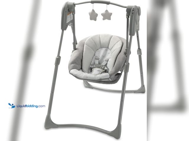 Lot 49-5539870 - Graco Slim Spaces Compact Baby Swing, Space Saving Portable Bay Swing with Height Adjustable Legs & ...