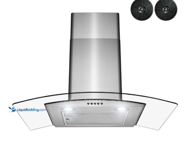 Lot 49-5439224 - Golden Vantage 30 Inch Range Hood Convertible Wall Mount, LED, Stainless Steel. Model: RH0454. Unuse...