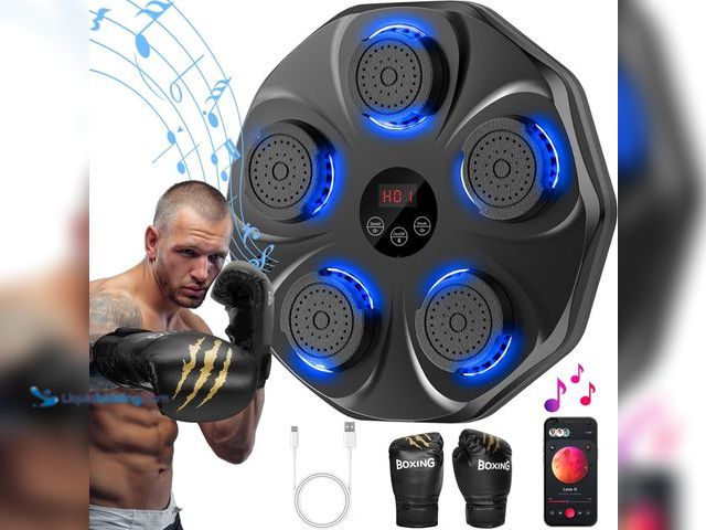 Lot 49-3513473 - Music Boxing Machine, Interactive Punching Trainer with Boxing Gloves, Large Size Wall Mounted Elect...