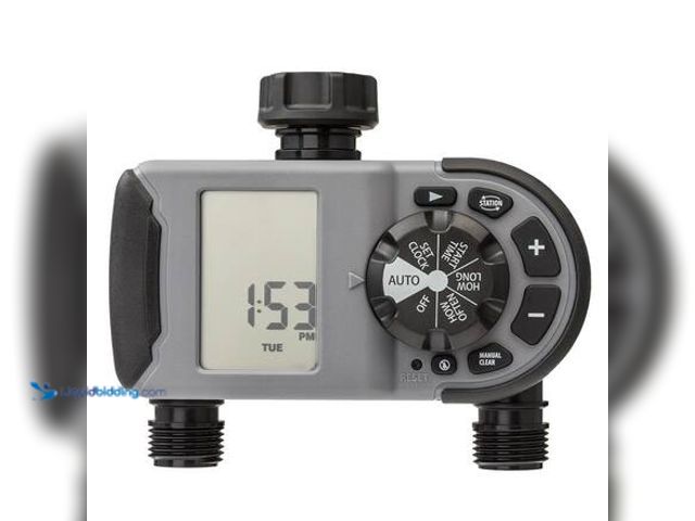 Lot 49-3565215 - Orbit 2-Outlet Programmable Hose Watering Timer Sprinkler Timer Model # 56544 unused. Damaged packag...