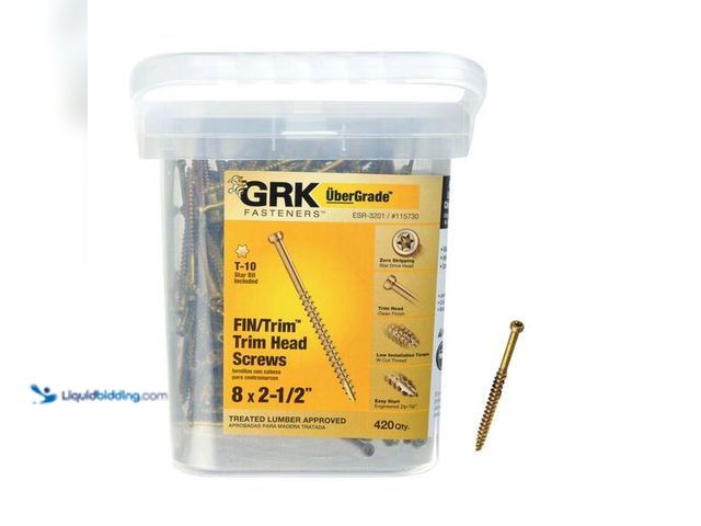 Lot 49-5452287 - GRK Fasteners
#8 x 2-1/2 in. Star Drive Trim-Head Finish/Trim Screw (420 per Pack). SKU # 523486 It...