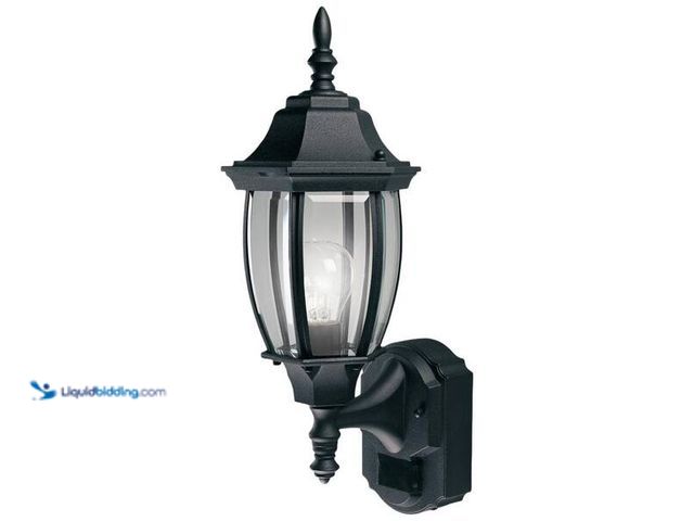 Lot 49-3528609 - Hampton Bay Alexandria 17.3 in. 1-Light Farmhouse Matte Black Motion Sensing, Dusk-to-Dawn, Outdoor ...