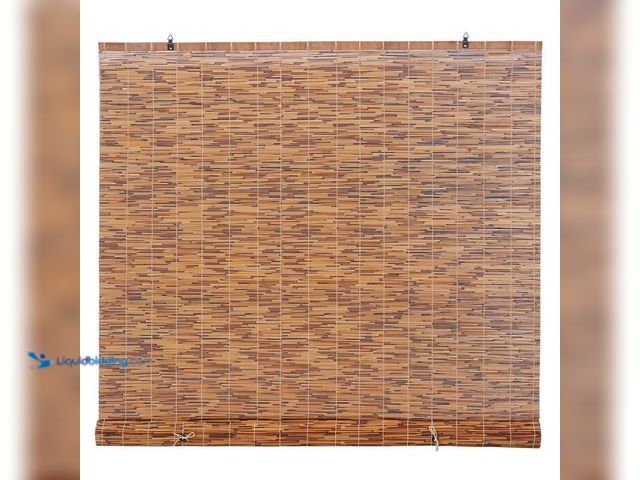 Lot 49-2000674 - Backyard X-Scapes Cord Free Chocolate Light-Filtering Natural Bamboo Reed Roman Shades Manual Roll-U...
