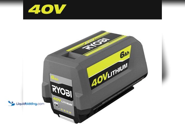 Lot 49-5435359 - RYOBI
40V Lithium-Ion 6.0 Ah High Capacity Battery Unused (tested works)