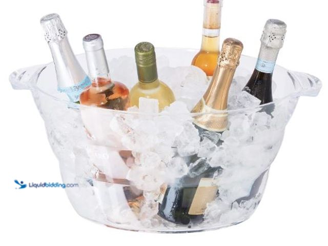 Lot 49-1558966 - Oggi Acrylic Oval Party Tub - Clear Beverage Cooler w/Handles, Wine Cooler, Beer Chiller, Ideal Part...