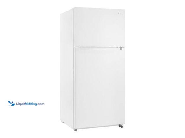 Lot 49-5546489 - Vissani 18 cu. ft. Top Freezer Refrigerator DOE in White, Garage Ready Model # MDTF18WHR scratches a...