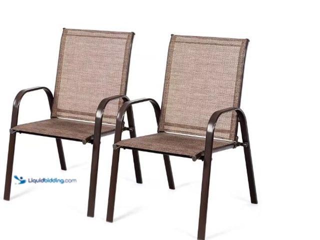 Lot 49-1516563 - 1 chair Mix and Match Stackable Brown Steel Sling Outdoor Patio Dining Chair in Brown, model # SGFT8...
