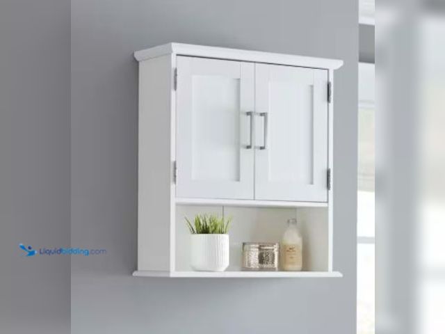 Lot 49-1516490 - Glacier Bay Shaker Style 23 in. W x 8.5 in. D x 26 in. H Bathroom Storage Wall Cabinet in White, mod...