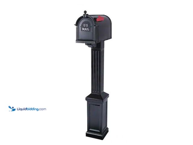 Lot 49-1557398 - Postal PRO Craftsman Mailbox Post Kit, Matte Black, Durable plastic design will not rust or dent, Mo...