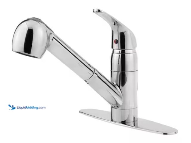 Lot 49-1567492 - Pfister 1-Handle Pull Out Kitchen Faucet in Polished Chrome, Model # G133-10CC, Unused.   Ref#HD0108