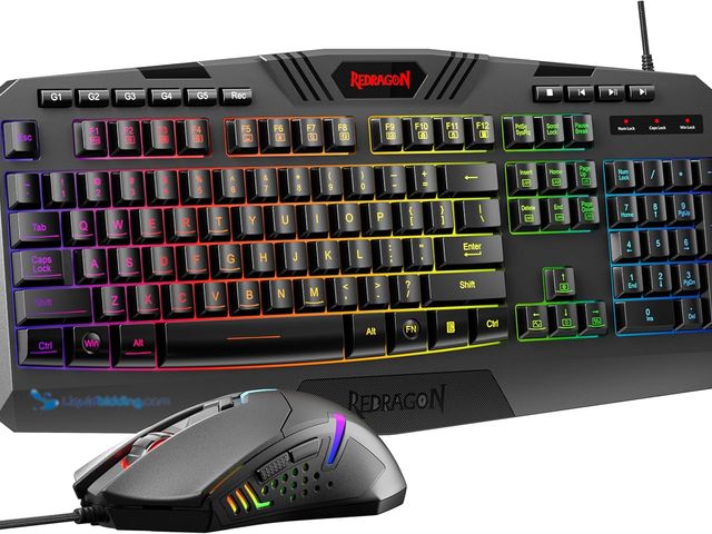 Lot 49-5453723 - Redragon Gaming Keyboard and Mouse, RGB Backlit Programmable Keyboard Mouse with Software, Independe...