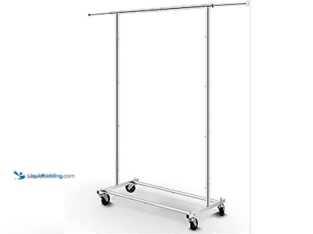 Lot 49-5411650 - Simple Trending Standard Rod Clothing Garment Rack, Rolling Clothes Organizer on Wheels for Hanging ...