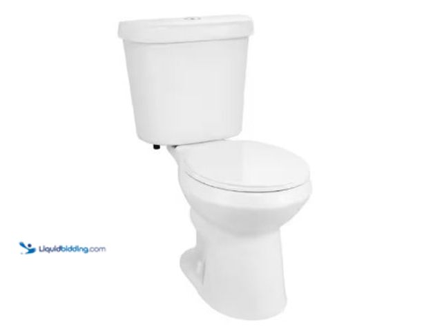 Lot 49-2025101 - Glacier Bay 12 in. Rough in 2-Piece 1.0 GPF/1.28 GPF Dual Flush Round Toilet in White, Seat Included...
