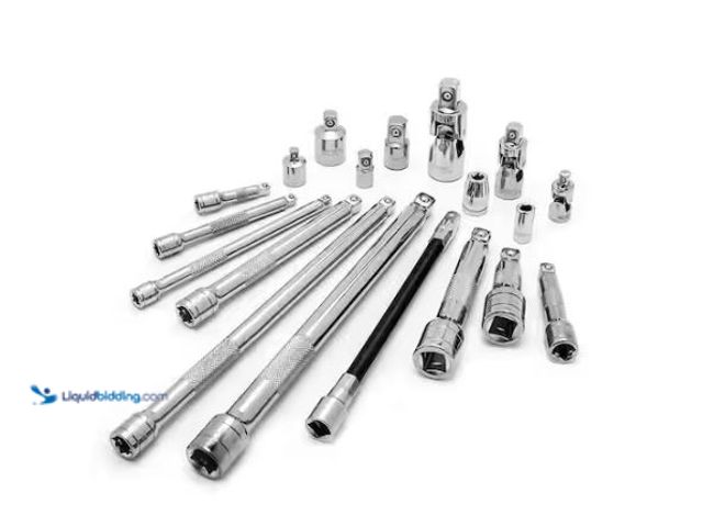 Lot 49-1514886 - Husky 1/4 in., 3/8 in. and 1/2 in. Drive Accessory Set (19-Piece) Model # HACCY19PC, New  Ref#HD0725