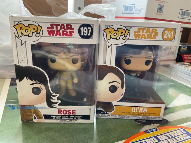 Lot 49-5350254 - LOT OF 2 FUNKO POPS IN ORIGINAL BOXES INCLUDING STAR WARS ROSE #197 AND QI’RA #241