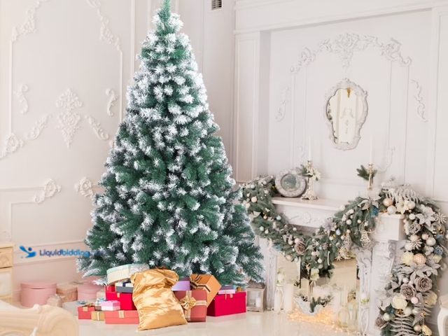 Lot 49-1546870 - Ktaxon 7ft Flocked Full Artificial Christmas Tree, Sturdy Metal Stand, Snow Tips Indoor Decoration T...