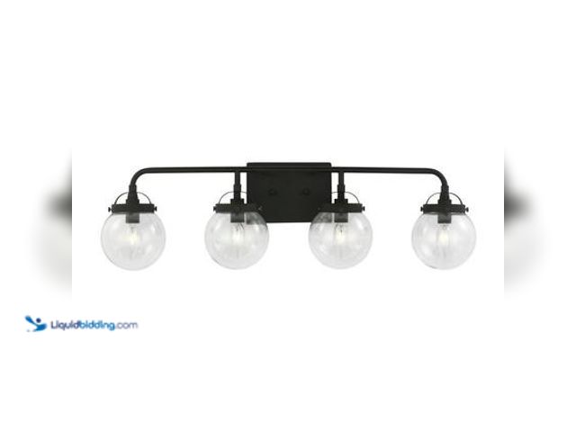 Lot 49-5572143 - Generation Lighting Bryce 30 in. 4-Light Black Modern Industrial Bathroom Vanity Light with Clear Ro...