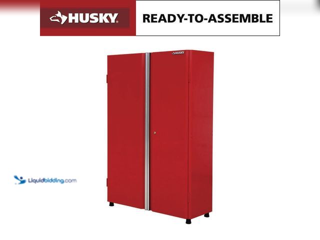 Lot 49-5509606 - Husky Ready-to-Assemble 48 in. W x 72 in. H x 18.3 in. D 24-Gauge 3-Shelf Steel Freestanding Cabinet...