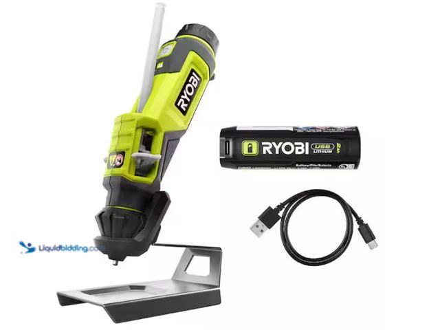 Lot 49-3471658 - RYOBI USB Lithium Glue Pen Kit with 2.0 Ah USB Lithium Battery and Charging Cable, Model # FVH56K, N...