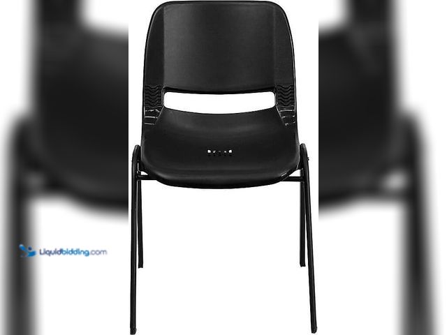 Lot 49-3531675 - Flash Furniture HERCULES Series 880 lb. Capacity Black Ergonomic Shell Stack Chair with Black Frame....