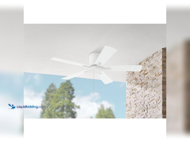 Lot 49-3564068 - Grantway 48 in. Indoor/Covered Outdoor Matte White Low Profile Ceiling Fan Without Light with Pull C...