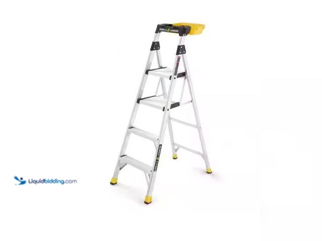 Lot 49-1573987 - Gorilla Ladders 5.5 ft. Aluminum Dual Platform Heavy-Duty Ladder with Project Bucket(10 ft. Reach), ...