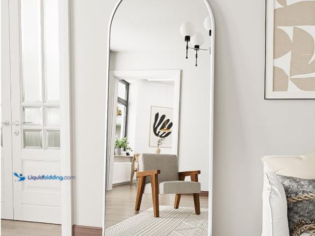 Lot 49-3473012 - OGCAU Floor Full Length Mirror, 56"x20" Arched Full Body Mirror, Hanging or Leaning, Standing, Wall ...