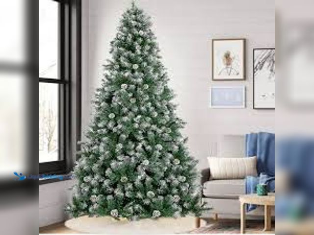 Lot 49-3523876 - Yexmas 9ft Pre-Lighted Christmas Tree, 8 Modes LED Lights, Artificial Xmas Tree with Large Storage B...