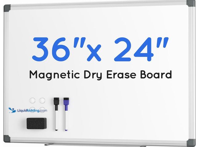Lot 49-1555675 - VUSIGN Magnetic Whiteboard, 36" x 24" Dry Erase Board for Wall, Silver Aluminum Frame, Hanging or Mo...