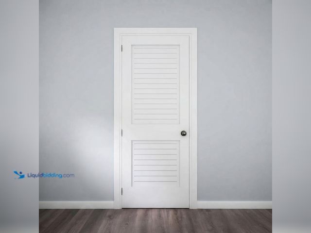 Lot 49-3637936 - 24 in. x 80 in. x 1-3/8 in. White Finished Flat Louver Solid Core Wood Interior Door Slab Only, No H...