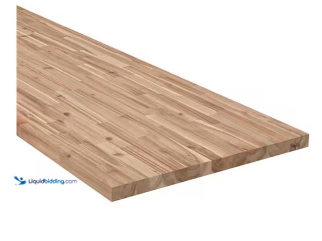 Lot 49-2026201 - HARDWOOD REFLECTIONS 4 ft. L x 25 in. D Unfinished Acacia Solid Wood Butcher Block Countertop with S...
