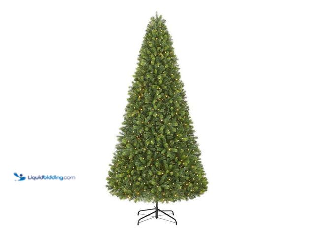 Lot 49-1541778 - Home Accents Holiday 9ft. LED Pre-Lit Color-Changing Barbour White Spruce Christmas Tree, Model # 85...