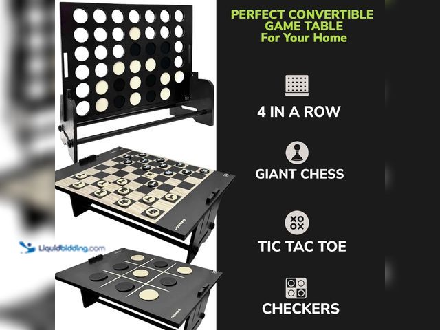 Lot 49-5408083 - Giant Black Four in a Row Connect Game 4-in-1 SUPERSET - Wooden Jumbo Family Friends Game for Adults...
