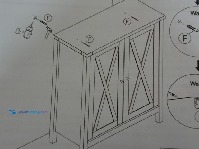 Lot 49-1557133 - Rustic Farmhouse Double Door Storage Cabinet, Engineered Wood, Gray, Model # FTLFSC-7007, Unused.   ...