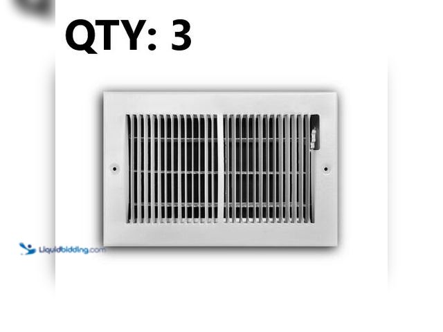 Lot 49-3616787 - Everbilt Set of (3) 10 in. x 6 in. 2-Way Steel Baseboard Register in White - Unused SKU # 495357  Re...