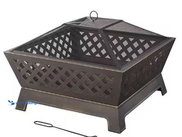Lot 49-1517377 - Hampton Bay
Tipton 34.00 in. W Rubbed Bronze Steel Wood Outdoor Fire Pit with Screen and Poker Incl...